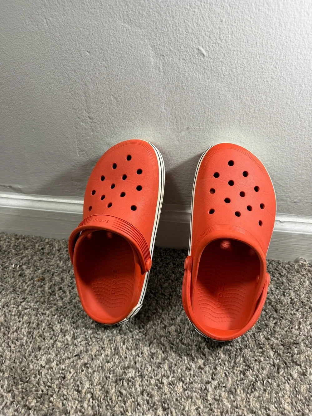 CROCS Kids' Coral Orange Classic Clogs with Heel Strap